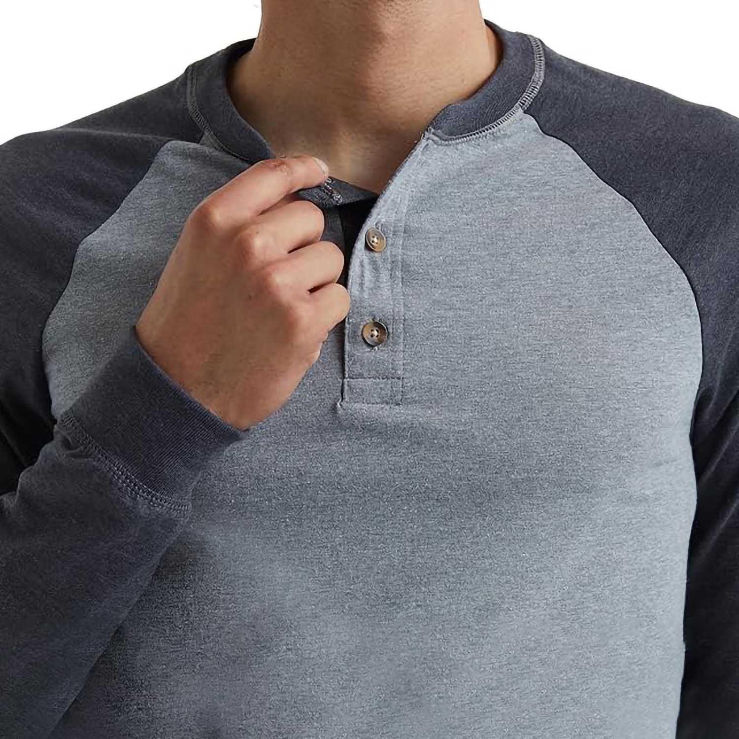Hanes Mens Long Sleeve Beefy Henley Shirt