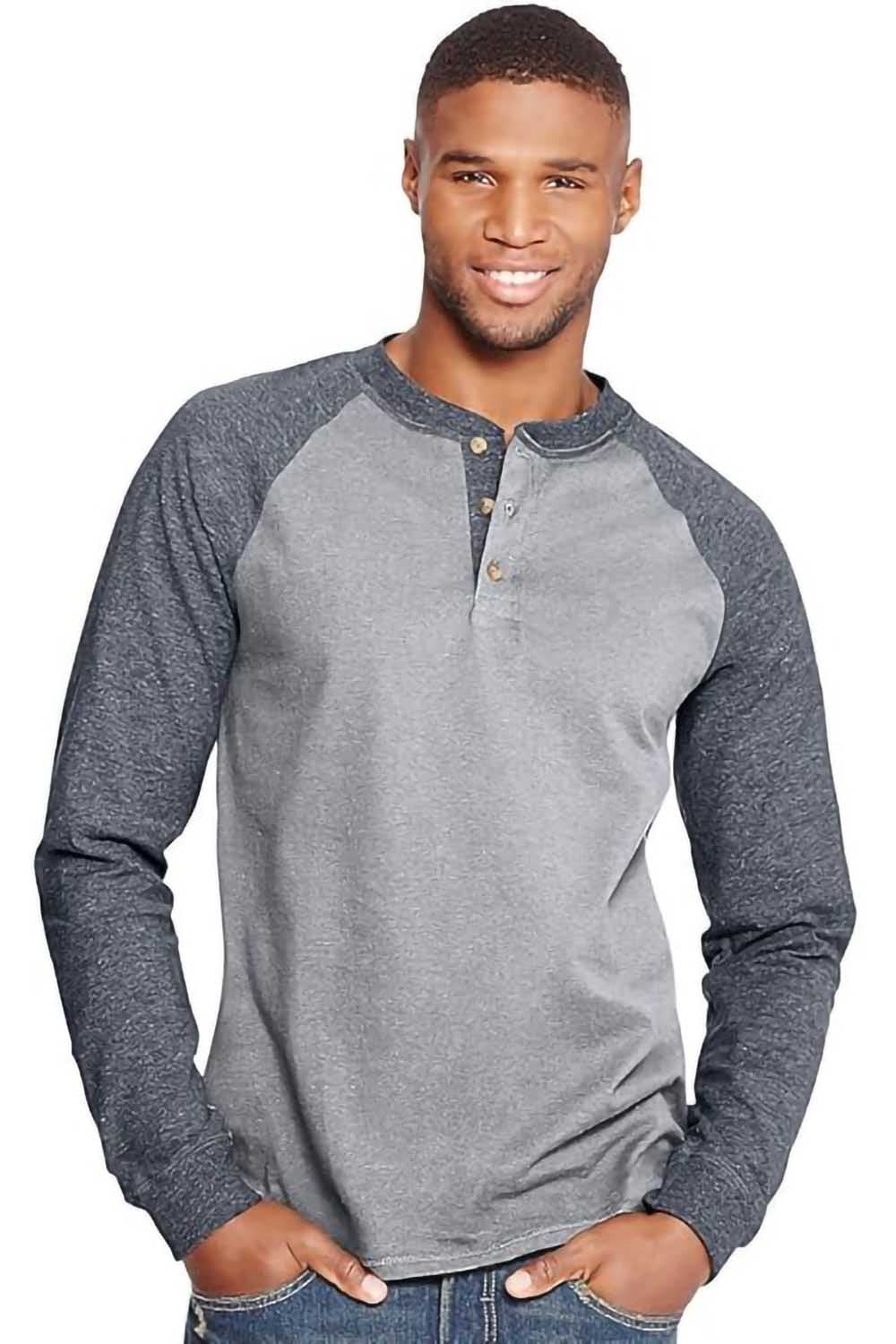 Hanes Mens Long Sleeve Beefy Henley Shirt